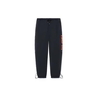 Li Ning Chang An Jugend Letter Print Fleece Warme Lange Hose Gestrickte Sporthose Herren Unterteile Schwarz AKXR615-1