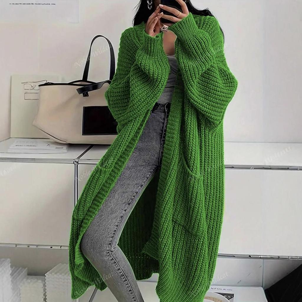 Temperament Long Over-the-knee Sweater Cardigan Women's Autumn and Winter New Lazy Wind Loose Thickened Knitted Jacket Women's Tide