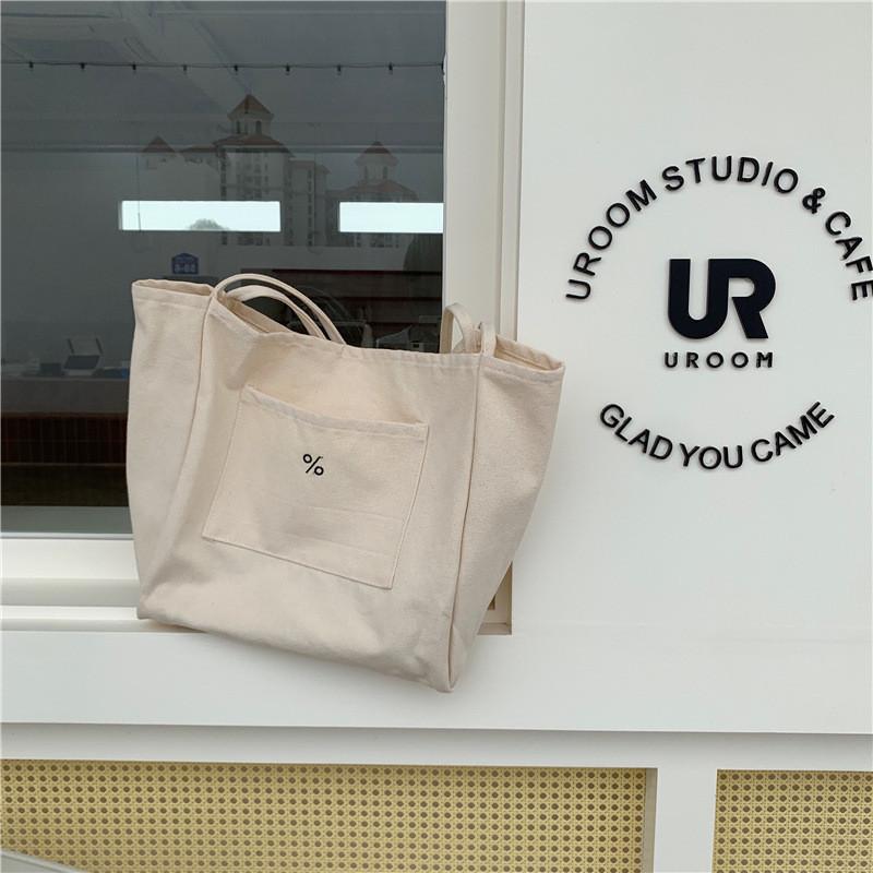 Chic And Sweet Canvas Tote Bag Geometric Print Large Capacity Shoulder Bag For Students