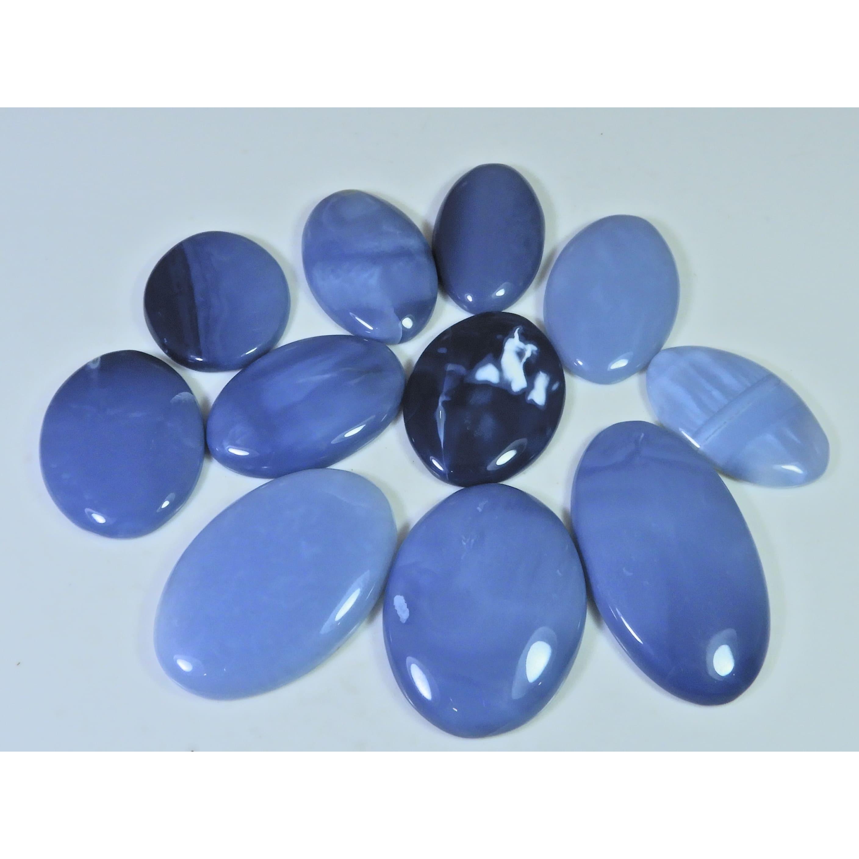 311Cts. Natural Owyhee Blue Opal Oval Cabochon Loose Gemstone 11Pcs Lot C-1198
