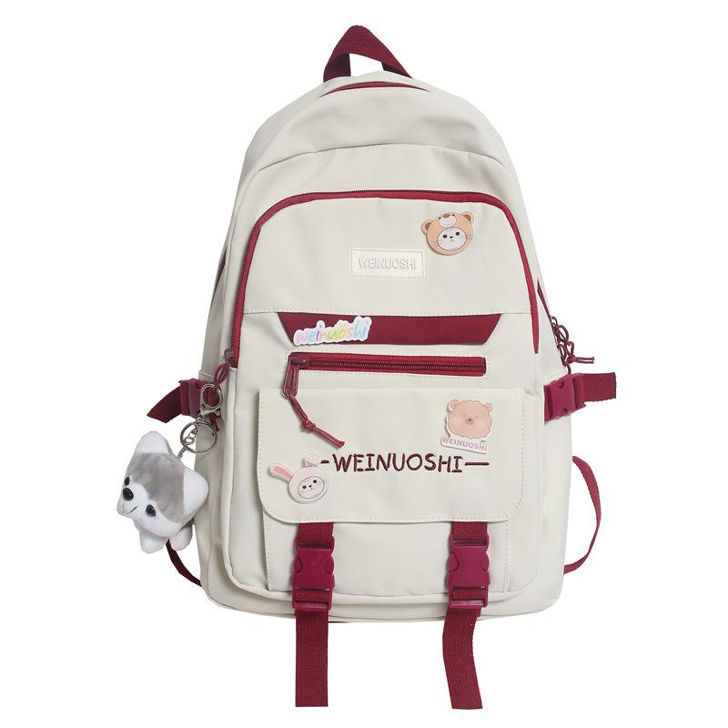 New Student Backpack Female Korean Version Trendy Letters Junior High School Campus Schoolbag Large Capacity Computer Backpack Waterproof