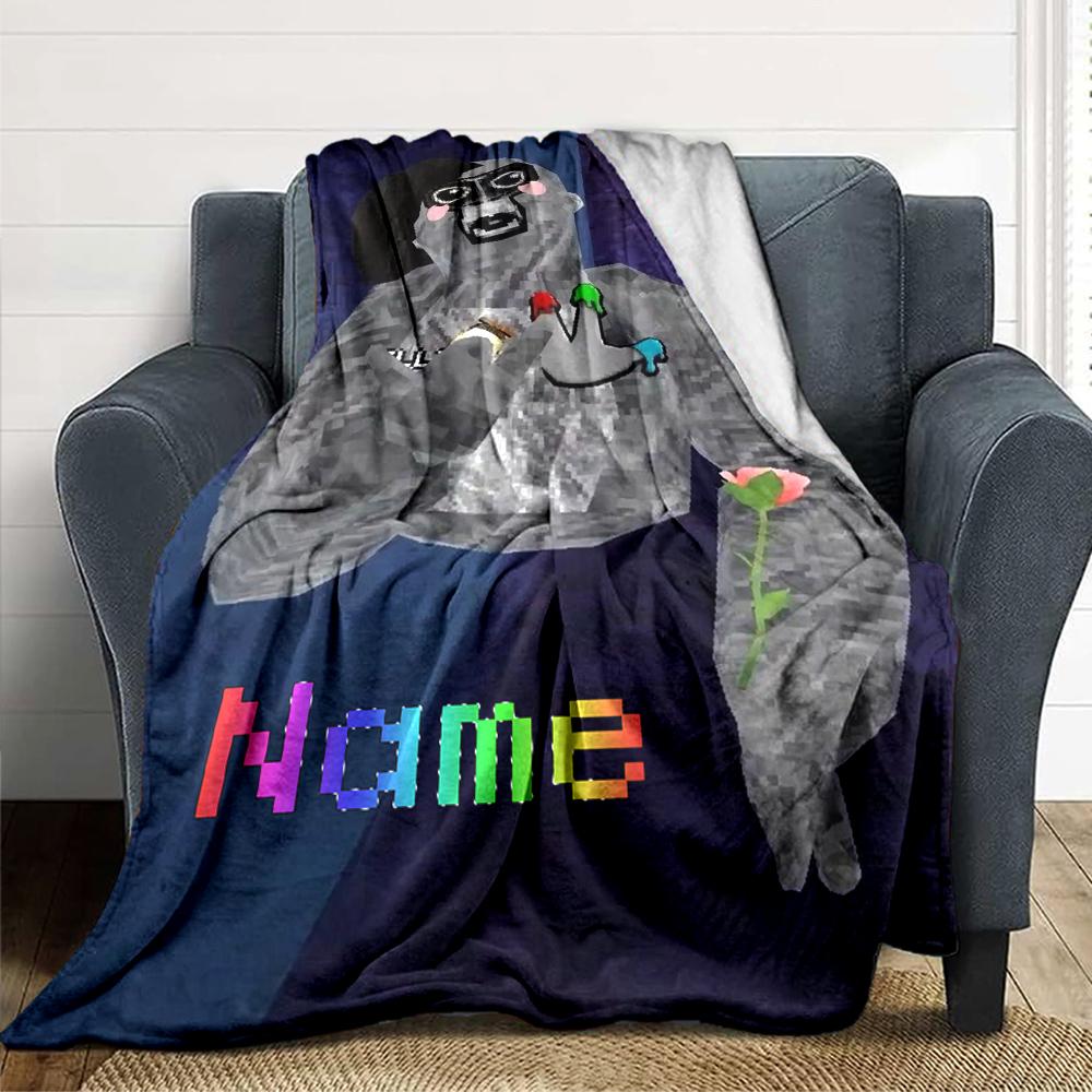 Custom Name Gorilla Party Celebration Party Blanket For Couch Bed Plush Cozy Fuzzy Blanket Super Soft Warm Blankets For Fall And Winter 091696