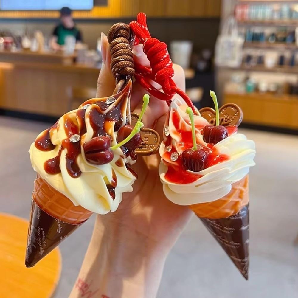 Cute Cartoon Ice Cream Keychain Food Shaped Backpack Pendant New Dessert Keychain Key Accessories