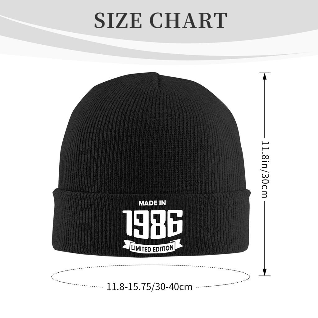 Unisex Knit Beanie Made In 1986 Limited Edition 40th Birthday Warm Winter Skullies Knitted Caps 40 Years Old Beanies Skullies