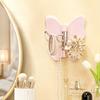 2Pcs Pink Butterfly Rotatable Triple Hook Punch-free Bathroom Door Back Coat Hook Creative Wall Decor Storage Adhesive Hanger
