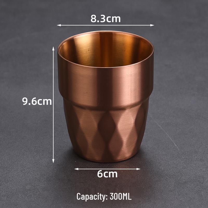 Korean Style Double-Layer Stainless Steel Cup - Anti-Scald Gold Cup for Tea, Beverage, and Beer