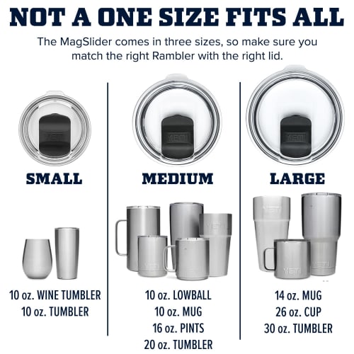 YETI Rambler MagSlider Lid for Rambler Series Tumblers, Fits 10 Oz & 20 Oz Ramblers, Black Lid