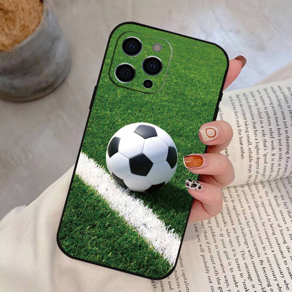 Soccer Ball Phone Case Silicone Soft For IPhone 17 16 15 14 13 12 11 X XR Plus Pro Max Plus