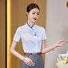 Teluoman Women's New Chinese Style Short Sleeve Work Shirt