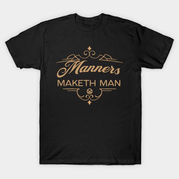 Men Black Print T-shirt Manners Maketh Man No-Cut Transfer Paper Print Cotton Tshirt 4XL чёрный