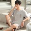 Fashion Cotton Summer Pajamas for Men 2Pcs/Set Short Sleeves Nightwear Loungewear Hombre Pijamas Dropship