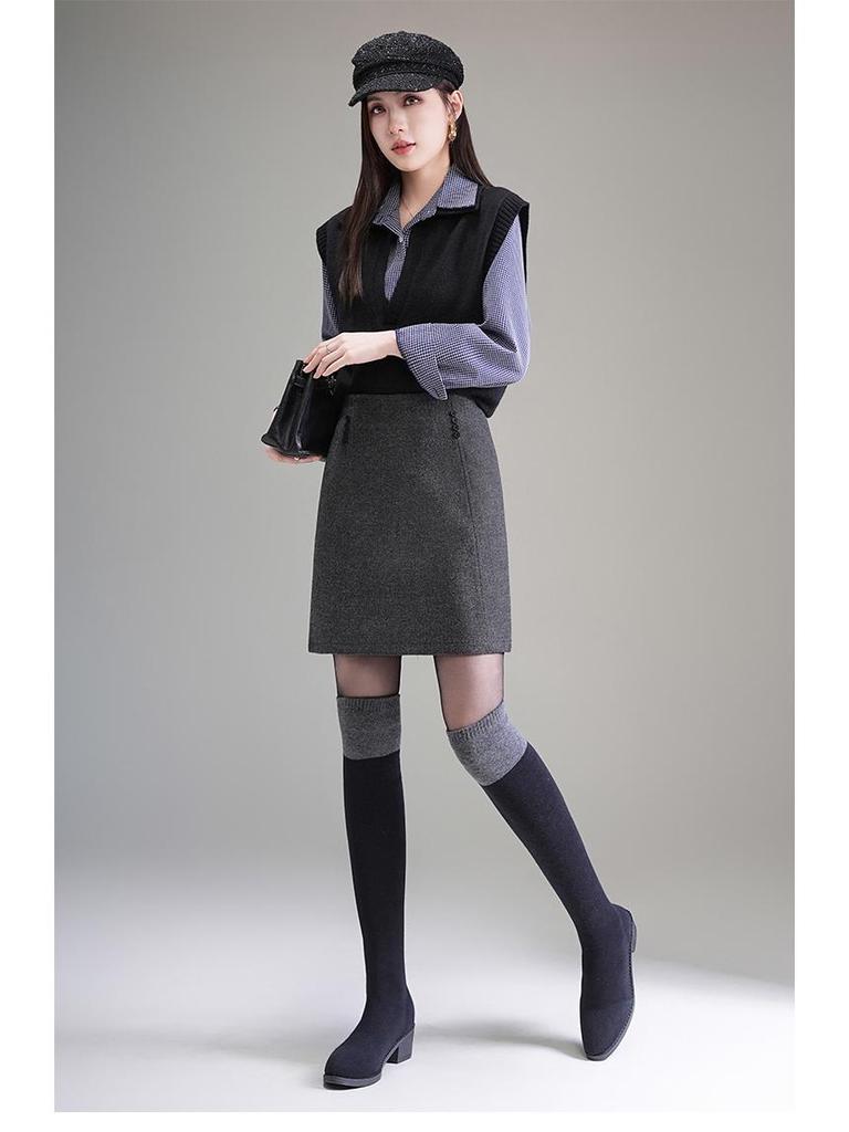 Women's High-Waisted A-line Sheath Skirt, Elegant Hip-Hugging Design for Autumn/Winter 2025