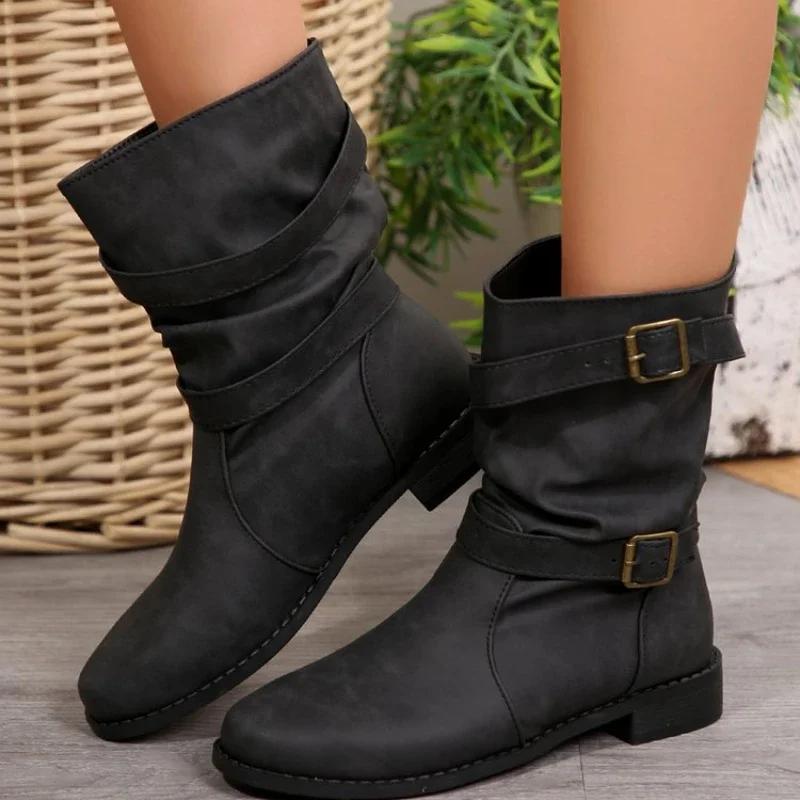 

Женские ботильоны зимняя мода низкий каблук замшевые женские туфли классические коричневые черные легкие мягкие удобные Plataforma Mujer 36 чёрный