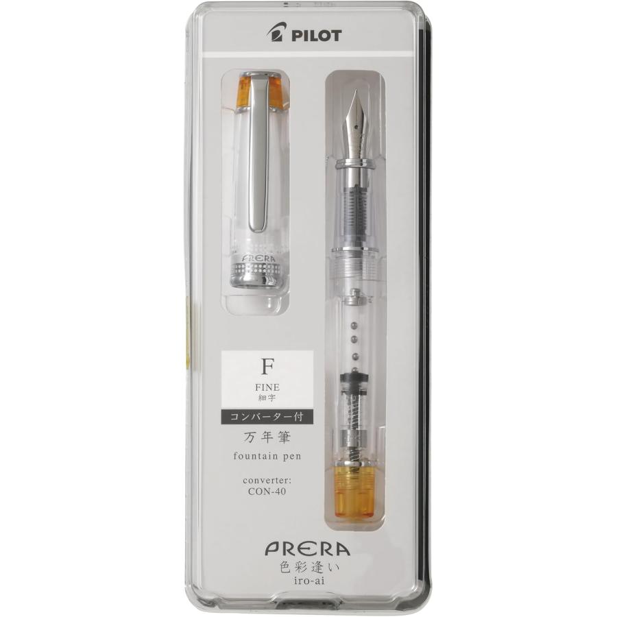 Pilot Prera Iro-Ai Fountain Pen Clear Orange Fine Nib P-FPR-1-TO-F +CON-40