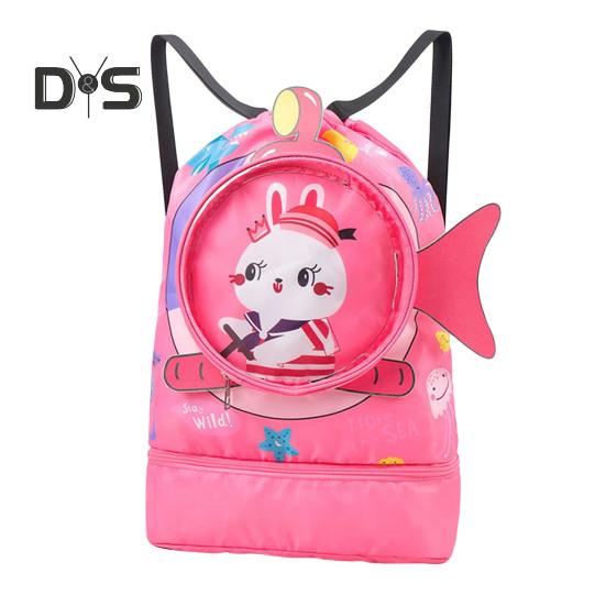 Kids Swim Bag Cartoon Printed Drawstring Backpack Lightweight Beach Swimming Pool Gym Bag Waterproof Sports Storage Pouch