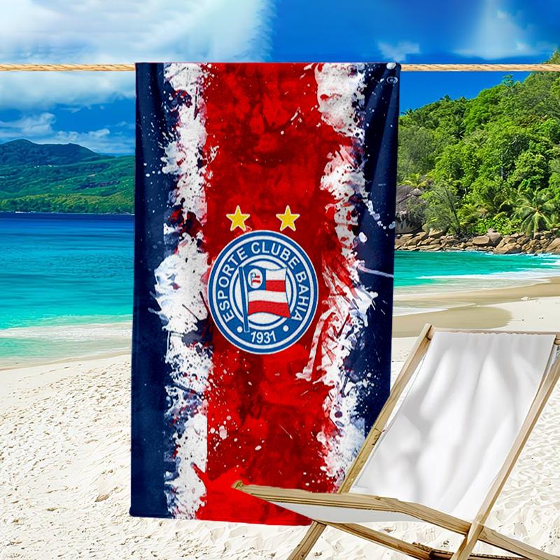 Bahia Fc Crest Emblem Printed Beach Towel, Super Soft Microfiber, Perfect Gift Birthday, for Pool, Beach, Travel, for Family and Friends