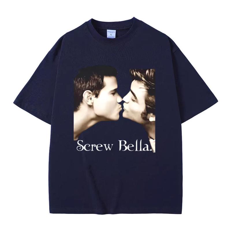 

Movie Series Twilight Jacob Black and Edward Cullen Screw Bella Funny Meme T-shirt Men Women Casual Cotton Oversized T Shirts... S разноцветный