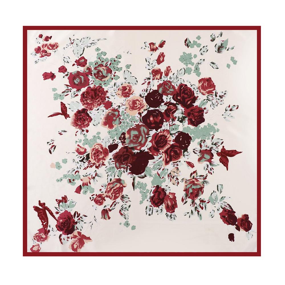New Rose Silk Scarf 90cm Large Square Scarf Ladies Shawl Fashion Turban