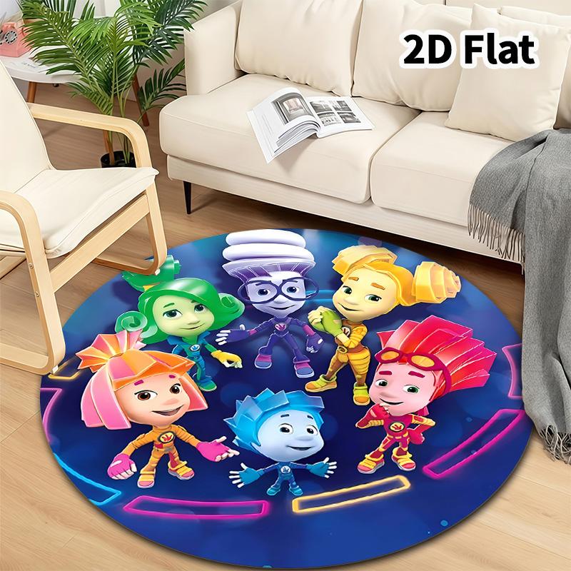 The Fixies Round Area Rug Carpet Rug For Living Room Bedroom Sofa Playroom Decor Nonslip Floor Mat