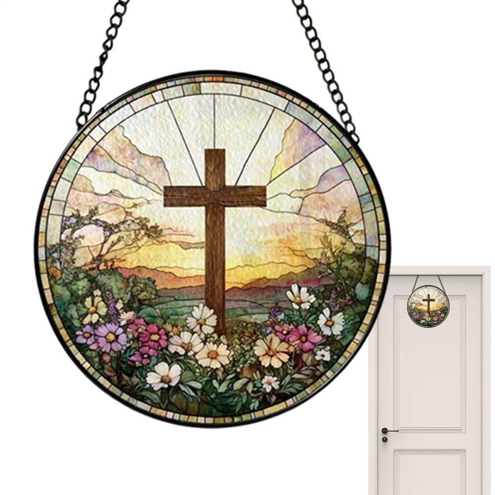 Flower Suncatchers Christian Acrylic Sun Catcher Stained Hangings Religious Home Decoration Flower Design For Window Wall Door