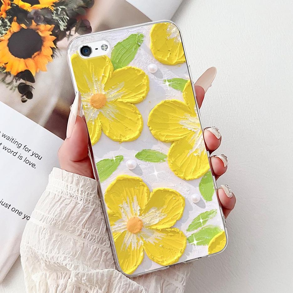 Für Apple iPhone 5 5S Hülle iPhoneSE Luxuriöse Bemalte Blumenhülle Weiche Silikon-Handyhülle Für iPhone SE 2020 2022 iPhone5 Fundas
