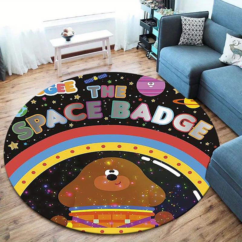 Hey Duggee Round Area Rug,Carpet Rug for Living Room Bedroom Sofa Playroom Decor,Non-slip Floor Mat
