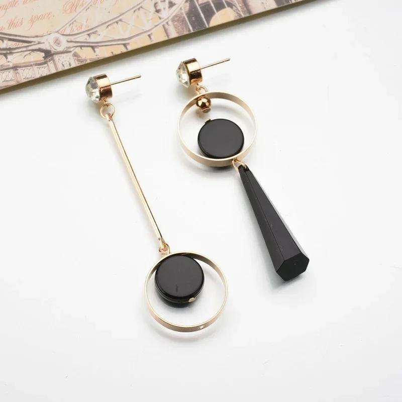 Asymmetrical AB Version Of The Circle Of European And American Fashion Exaggerated Long Earrings Korean Personality Earrings