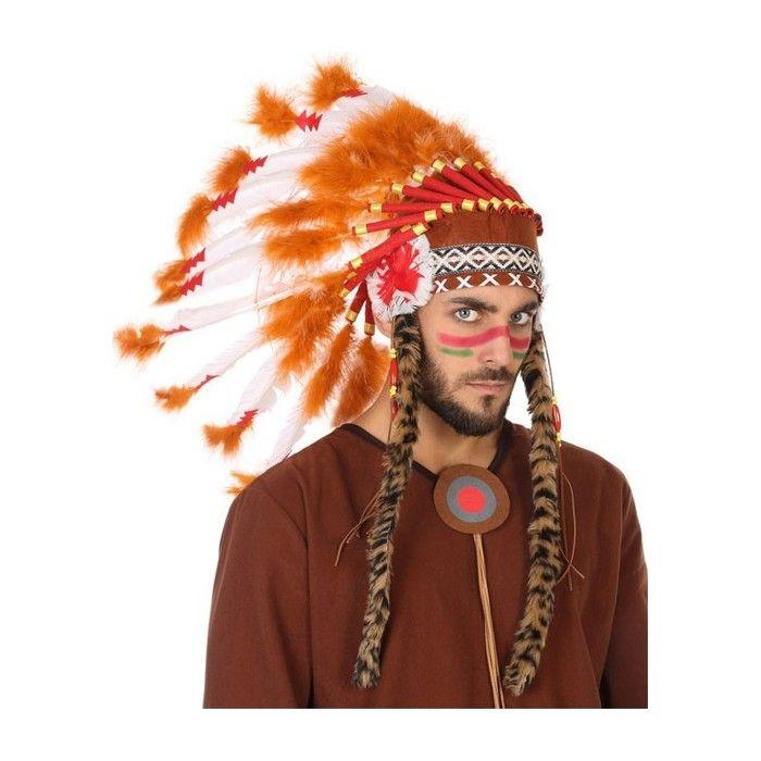 Grande Coiffe Chef Indien Plumes Orange