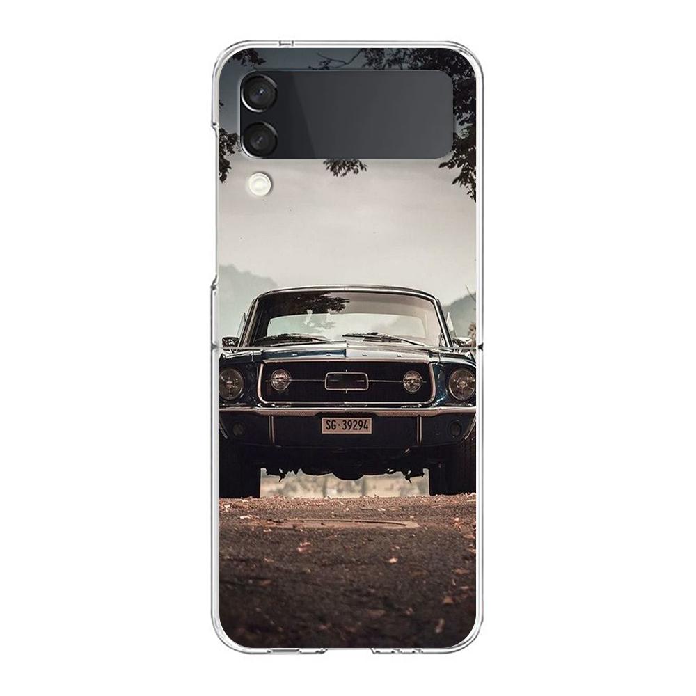 Classic Vintage Old Retro Car Phone Case For Samsung Galaxy Z Flip 3 4 5 Hard Folding Clear PC For Samsung Z Flip 6 Back Cover