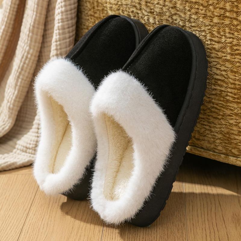 

Новые зимние толстоподошвенные хлопковые тапочки женские нескользящие с закрытым носком теплые домашние пушистые тапочки зимние ботинки хлопковая обувь 40-41 чёрный
