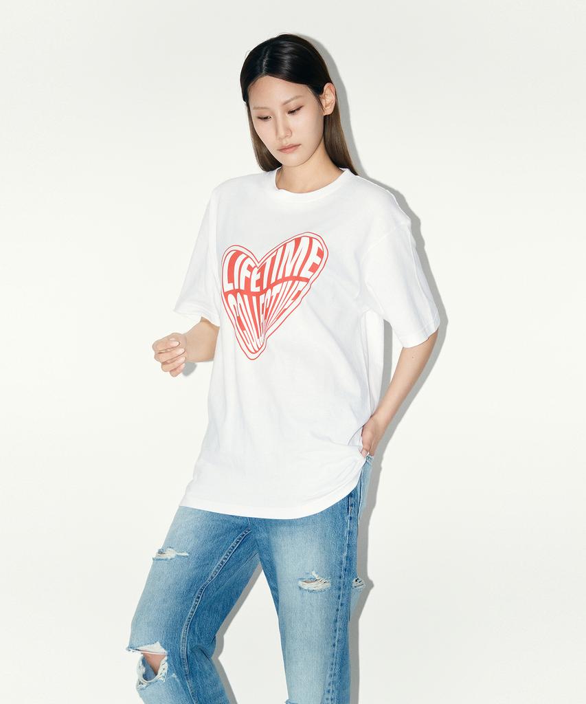 Laipeutaimkollegtibeu Big Heart Logo Short Sleeve T-Shirt White