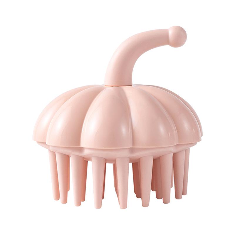 

1 шт. Массажная щетка для кожи головы в форме тыквы, силиконовая щетка для тела, расческа для мытья волос, массажная щетка для ванны и душа, щетка для волос розовый