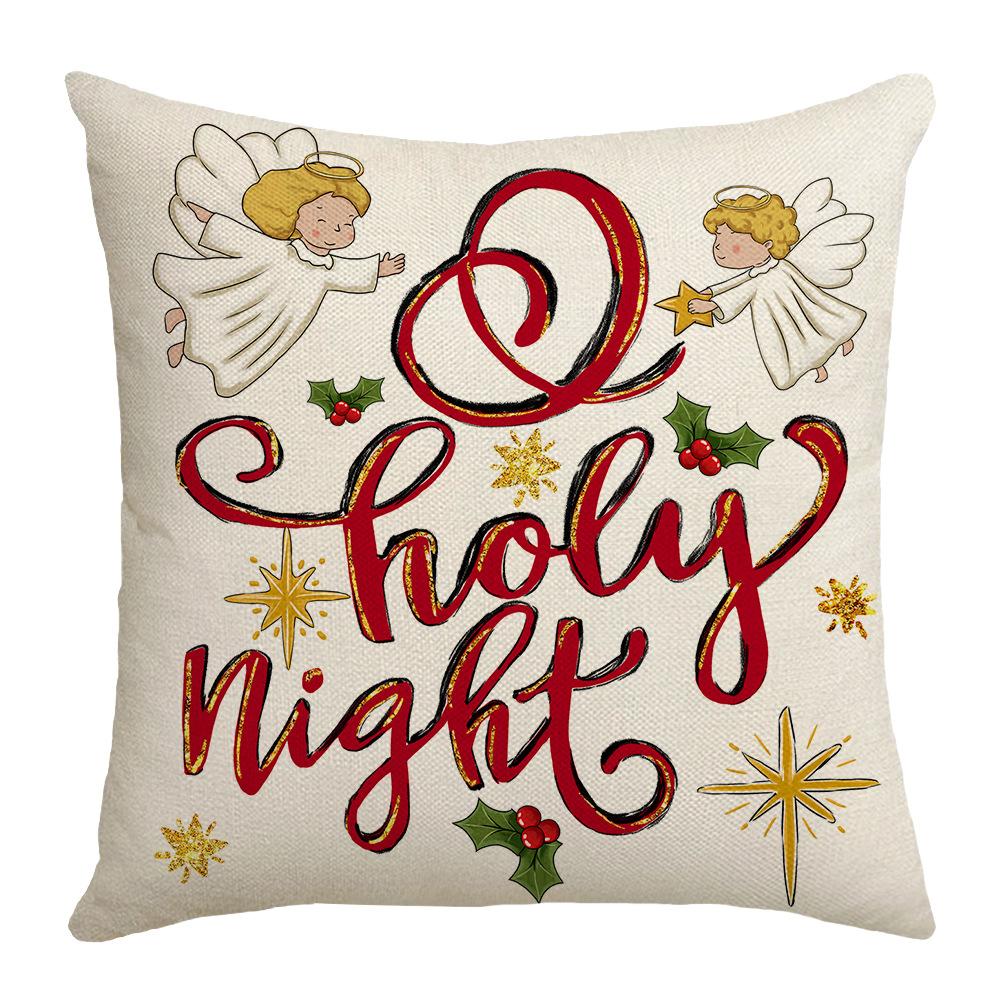 Jesus Christmas Atmosphere Linen Material Digital Letter Printing Home Decoration Sofa Cushion