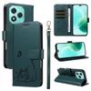 For Honor 400 Lite Case Cat Pattern Imprint Leather Phone Cover with Wrist Strap