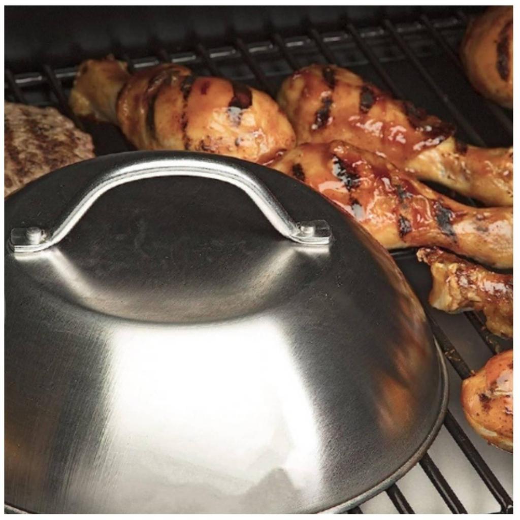 BBQ Dome Cover Stainless Steel Griddle with Handle Brushed Grill Lid for Backyard Cooks,