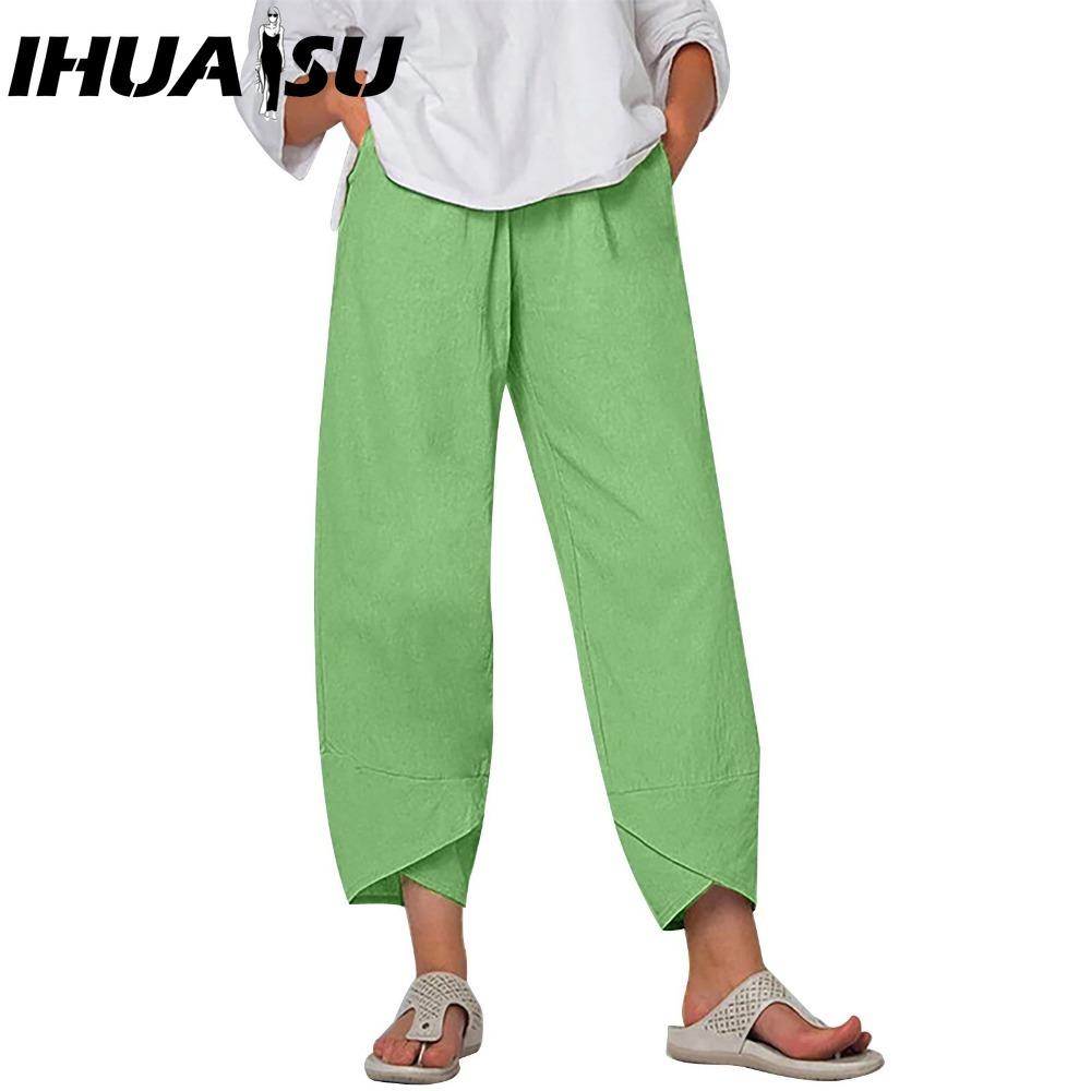 IHUASU Dammode Casual Enfärgat Tryck Hög Midja Byxor & Capris