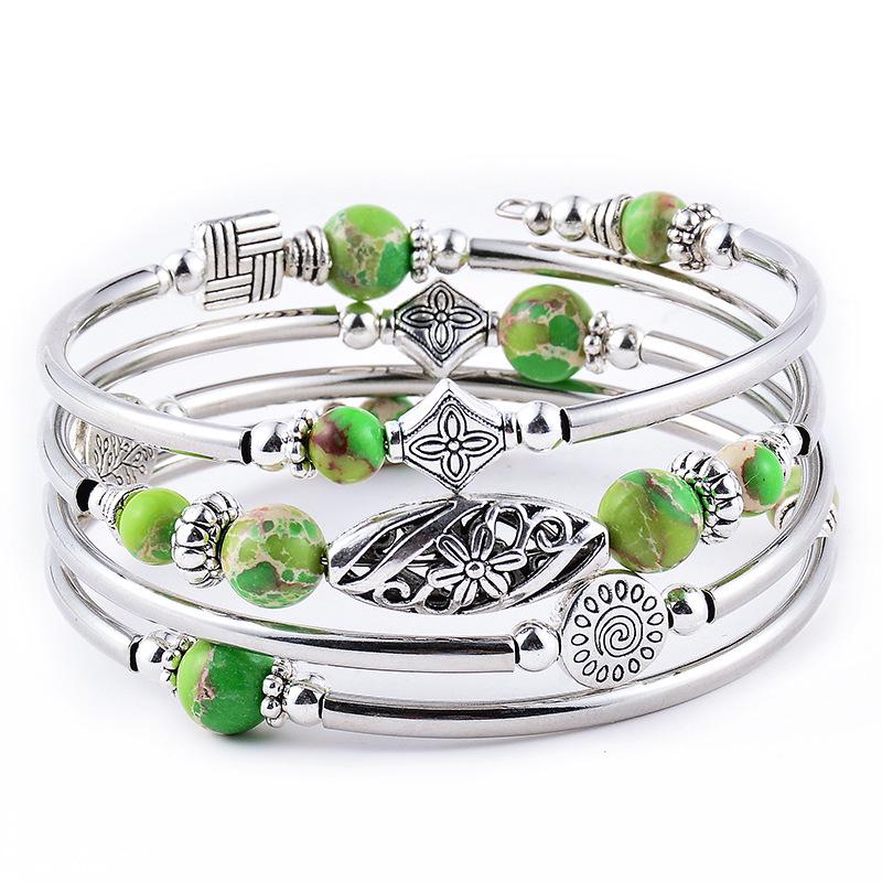 Bohemian Emperor Stone Multi-layer Wrap Bracelet – Women's Natural Stone Beaded Bangle