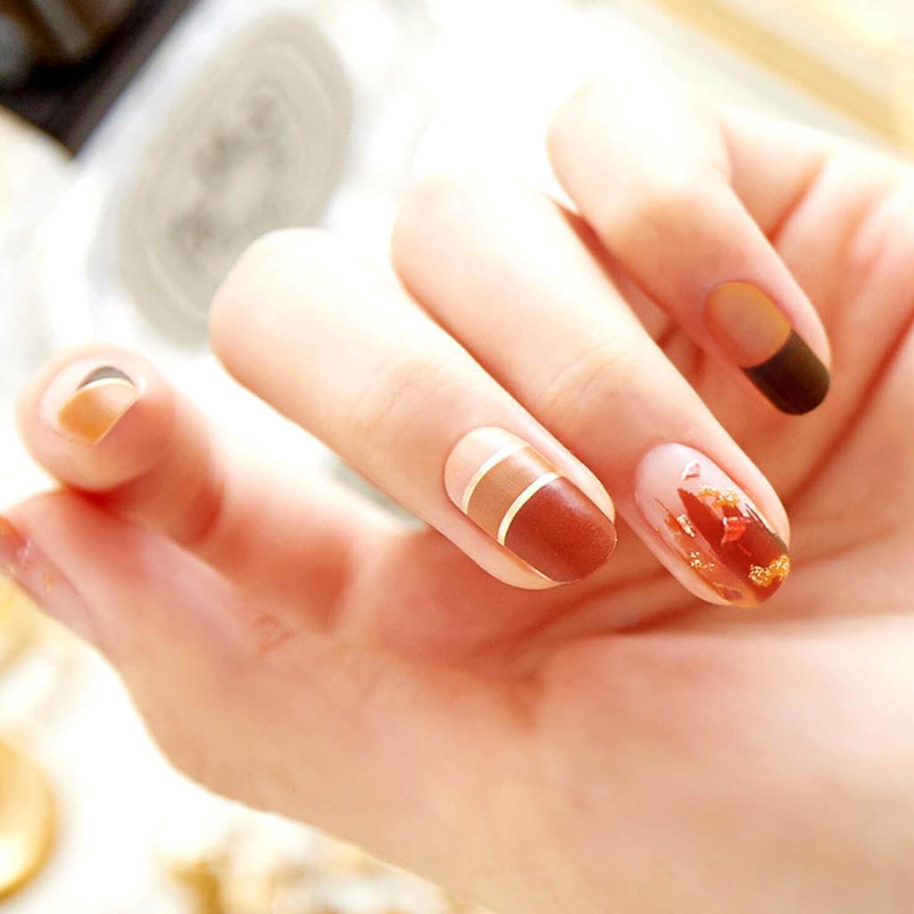 Glam Shell&Glitter Nail Stickers 24pcs | Self-Adhesive Strips, Bold Chic Mix, Quick 5-Min Manicure