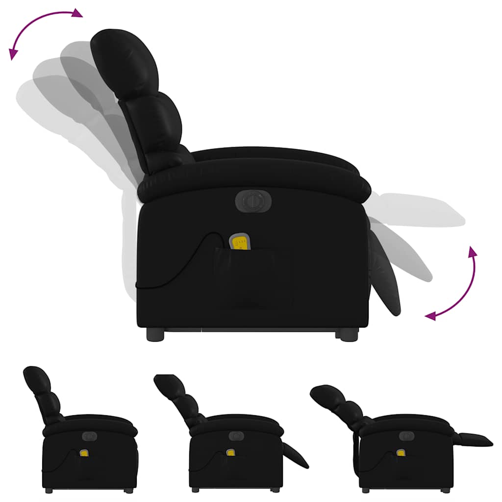 Vidaxl Reclining Lift Chair with Massage, Electric, Black