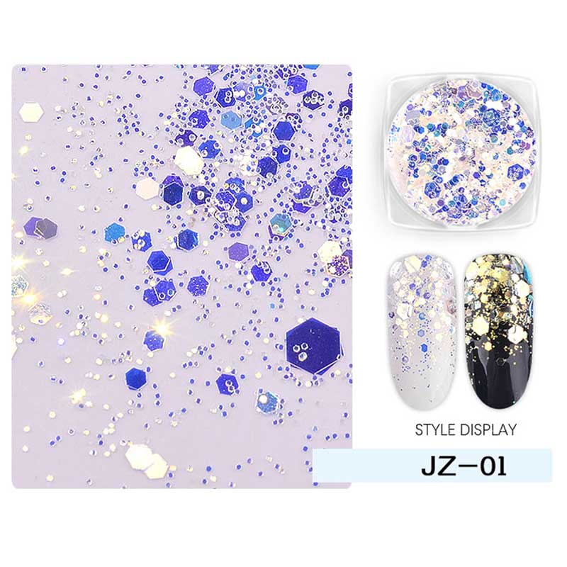 1 krabička Ultratenké šestiúhelníkové nail art flitry Vločky Plátky Mořská panna Aurora Gradient Barevné ozdoby na nehty