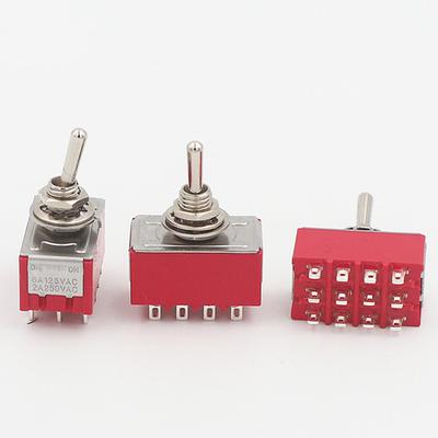 1 Pcs 12Pin Toggle Switches Red 2/3 Position On-On Dpdt Mini Toggle Switches 5A/125V-2A/250V Ac Mts-402 Push Button Switch