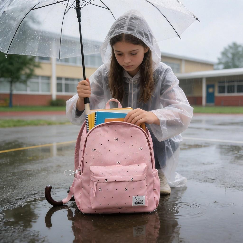Allgemeiner Rucksack für Mittelschülerinnen aus atmungsaktivem, wasserdichtem Nylon mit dekorativer Schleife für den Schulgebrauch