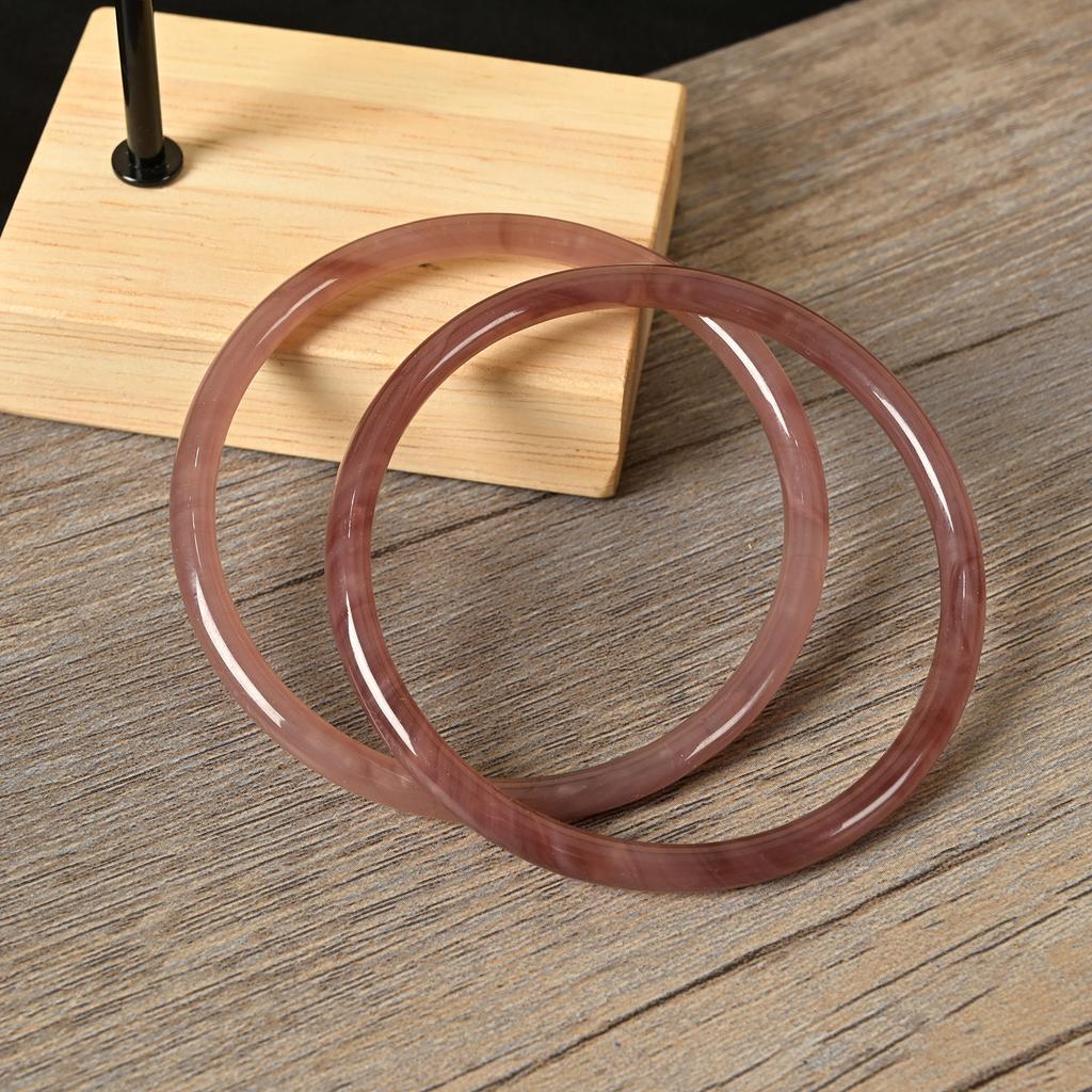 2Pcs/Set Design Sense Glass Natural Solid Color Bangles Retro Simple Charm Bracelet Femme Fashion Women's Casual China Jewelry