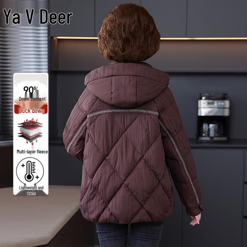 Yalu Women's 90% Duck Down Hooded Short Puffer Jacket