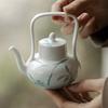 Hand Painted Orchid Ceramic Teapot with Filter Vintage Gradient Glaze Tea Set Gift for Home Decor Tea Lovers