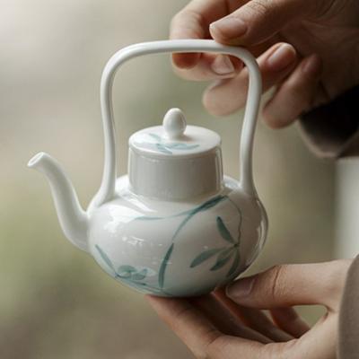Ręcznie Malowany Ceramiczny Czajniczek z Storczykami i Sitkiem Vintage Glazura Gradientowa Zestaw do Herbaty Prezent do Wystroju Domu Miłośnicy Herbaty