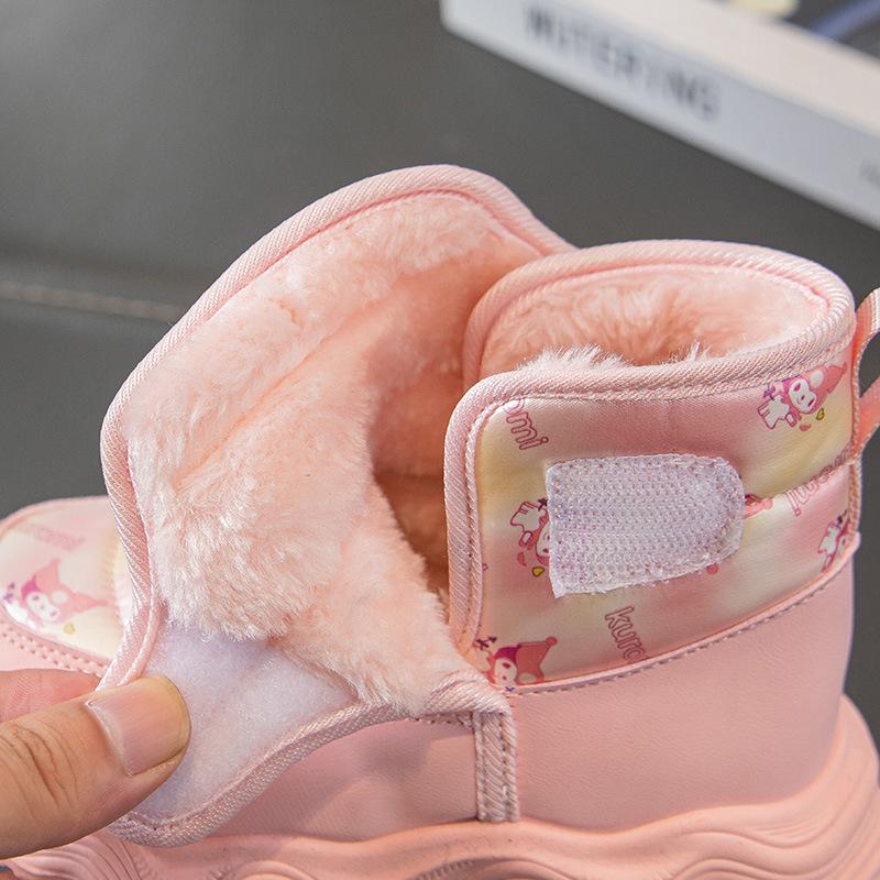 Girls' Fleece-Lined Snow Boots, 2025 Winter Style, Waterproof & Non-Slip, Warm Cotton Shoes for Medium & Large Kids