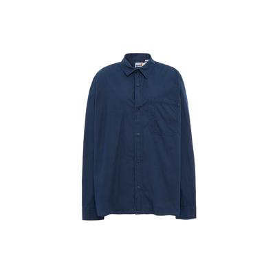 Solid Color Polo Casual Long Sleeve Shirt Men Shirts Blue A42J5-433