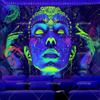 Beauty Close Up Women Blacklight Tapestry UV Reactive Buddha Girl Glow In The Dark Tapestrys Aesthetic Room Decor Neon Backdrops