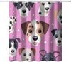 Cute Dog Children's Shower Curtain, Blue Background Children's Dog Theme Decorated Shower Curtain, Pet Lover Bathroom Decoration